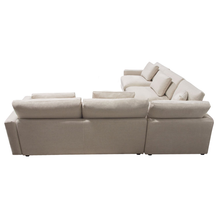 Arcadia Symmetrical L-Shaped Gray Fabric Sectional Sofa
