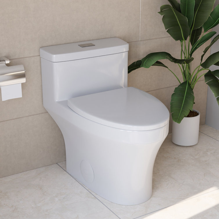 White Elongated One-Piece Dual Flush High Efficiency Toilet