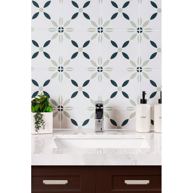 Greta 8'' x 8'' Matte Porcelain Encaustic Look Tile
