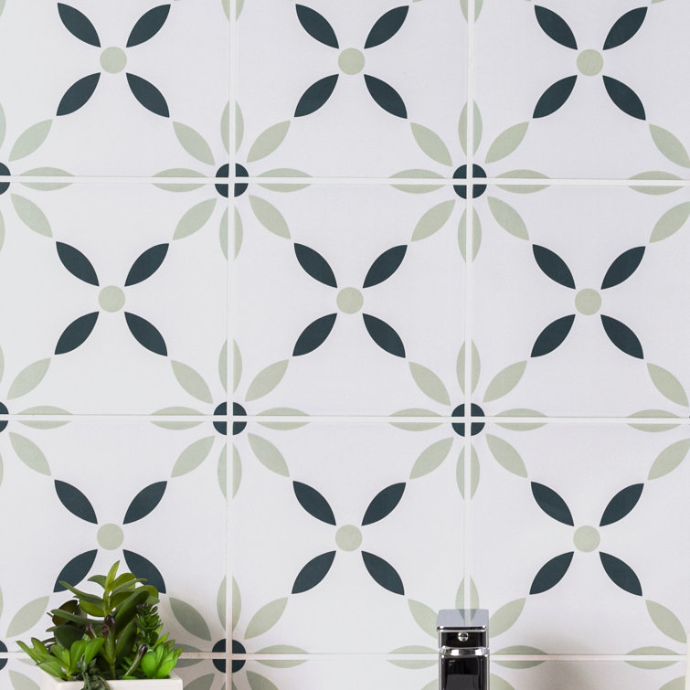 Greta 8'' x 8'' Matte Porcelain Encaustic Look Tile
