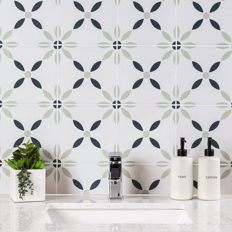 Greta 8'' x 8'' Matte Porcelain Encaustic Look Tile