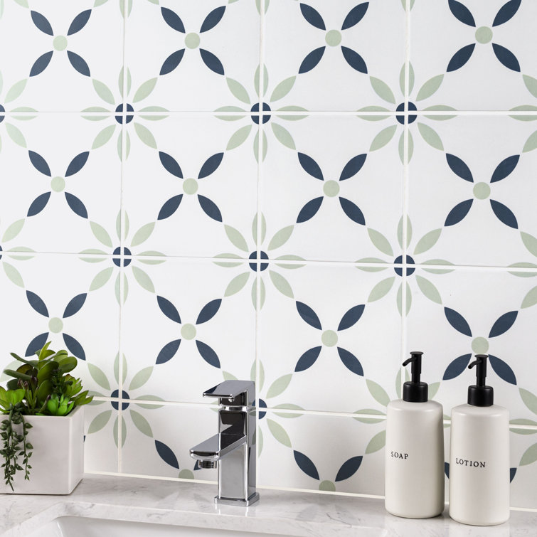 Greta 8'' x 8'' Matte Porcelain Encaustic Look Tile
