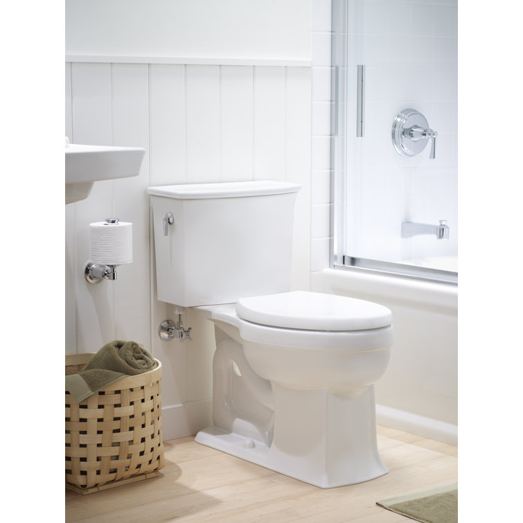 White Ceramic Elongated Two-Piece High Efficiency Toilet
