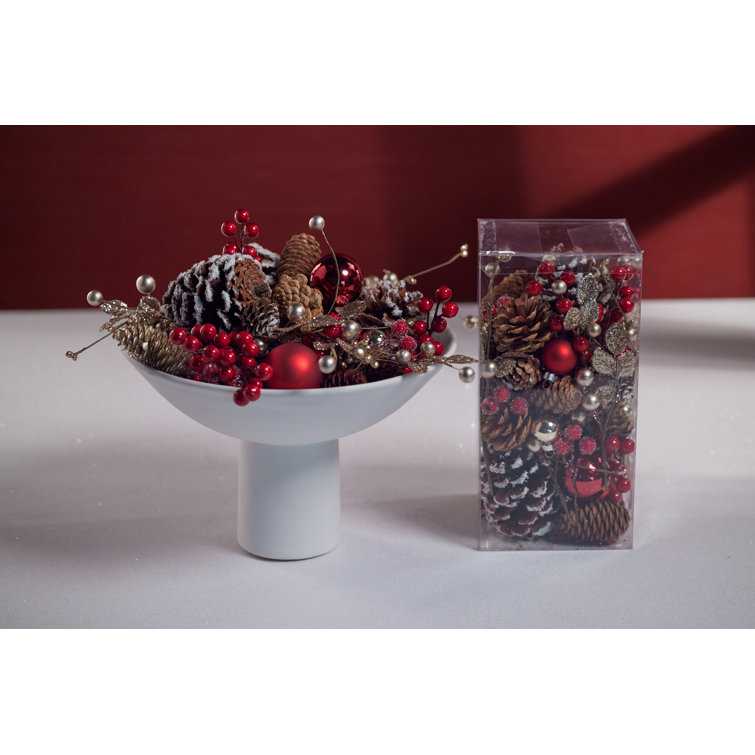 Red and Brown Holiday Botanical Vase and Bowl Fillers