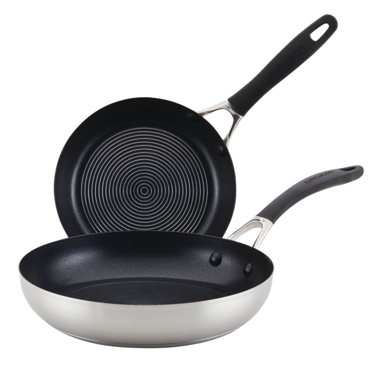 Silver Stainless Steel Non-Stick Fry Pan Set, 8 and 10 Inch