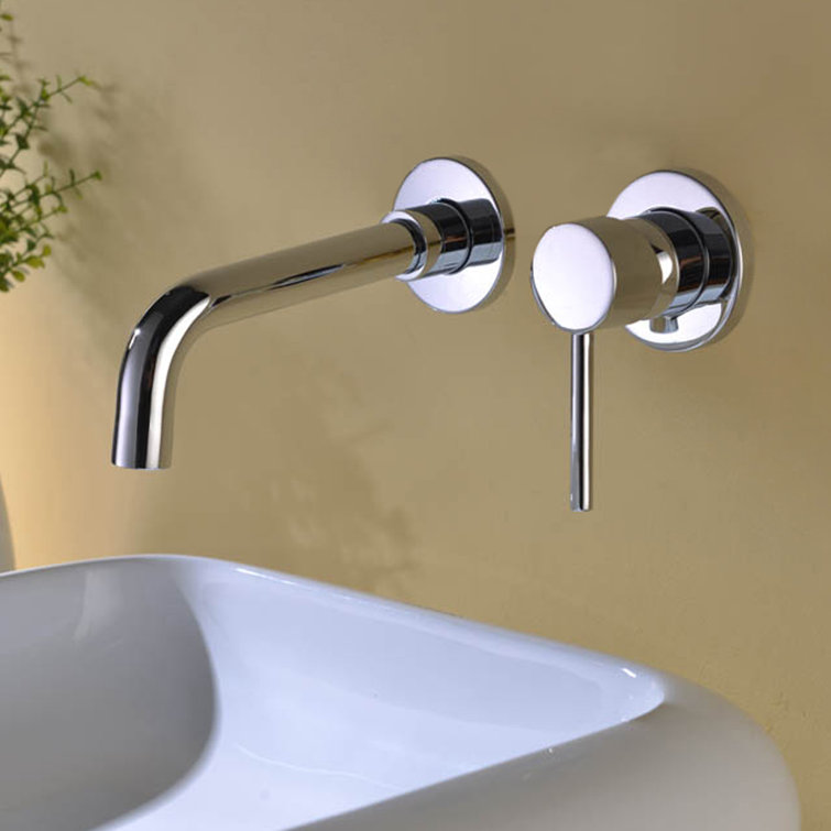 Contemporary Polished Brass Wall-Mounted Bathroom Faucet