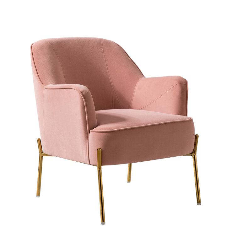 Pink Velvet Swivel Accent Chair with Metal Frame