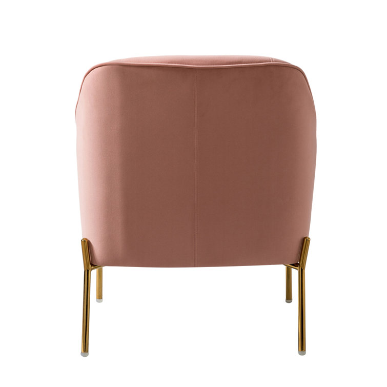 Pink Velvet Swivel Accent Chair with Metal Frame
