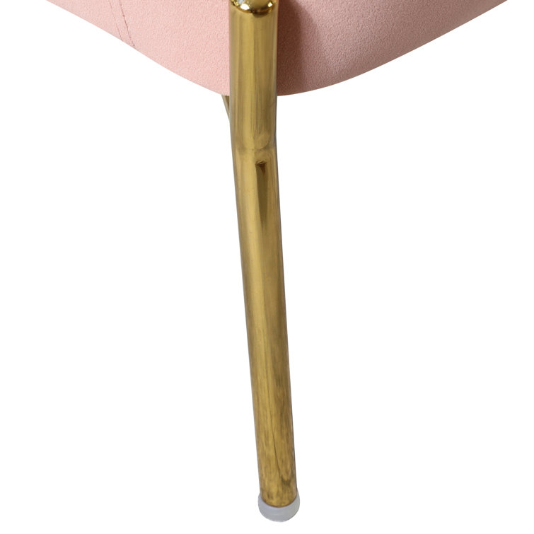 Pink Velvet Swivel Accent Chair with Metal Frame