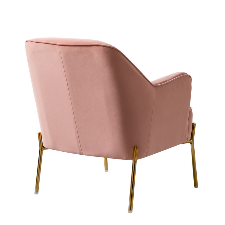 Pink Velvet Swivel Accent Chair with Metal Frame