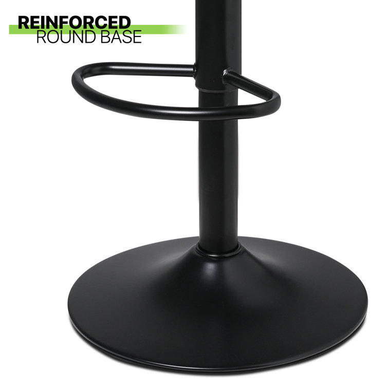 Gray Adjustable Swivel Faux Leather Bar Stools with Iron Base