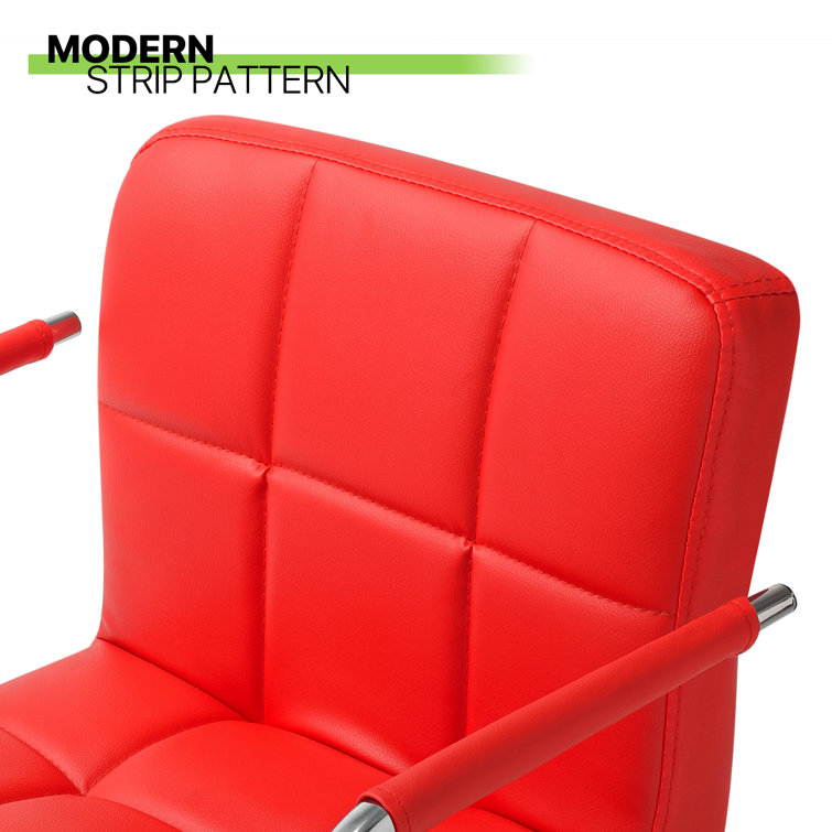 Red Adjustable Swivel Metal Counter Stool with Upholstered Seat