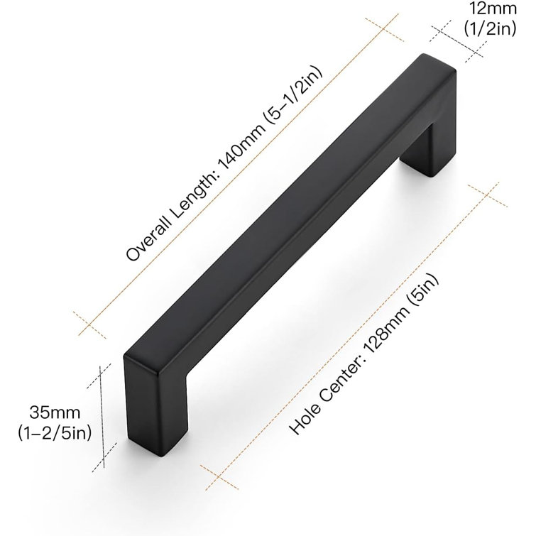 Matte Black 5'' Aluminum Alloy Cabinet Handle Pulls