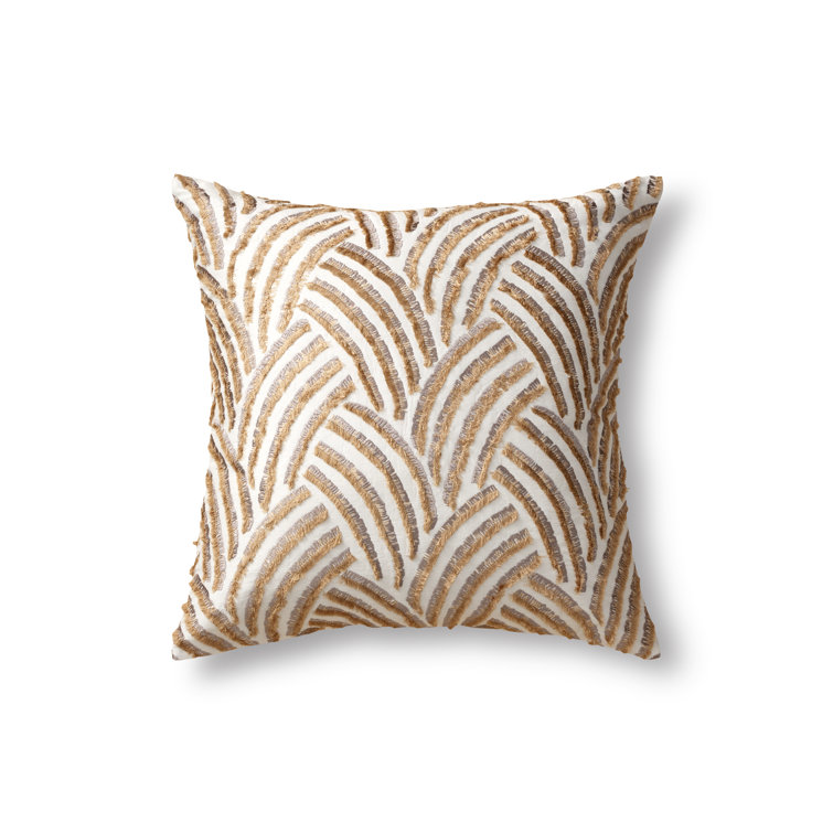Trevi Gold and Silver Embroidered Linen Throw Pillow 24" x 24"