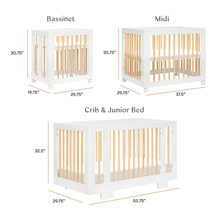 Yuzu White and Natural 8-in-1 Convertible Crib with All-Stages Conversion Kits