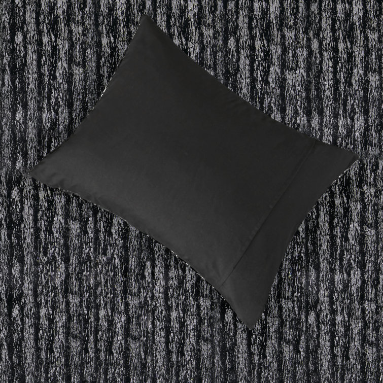 King Black and Silver Reversible Faux Fur Comforter Set