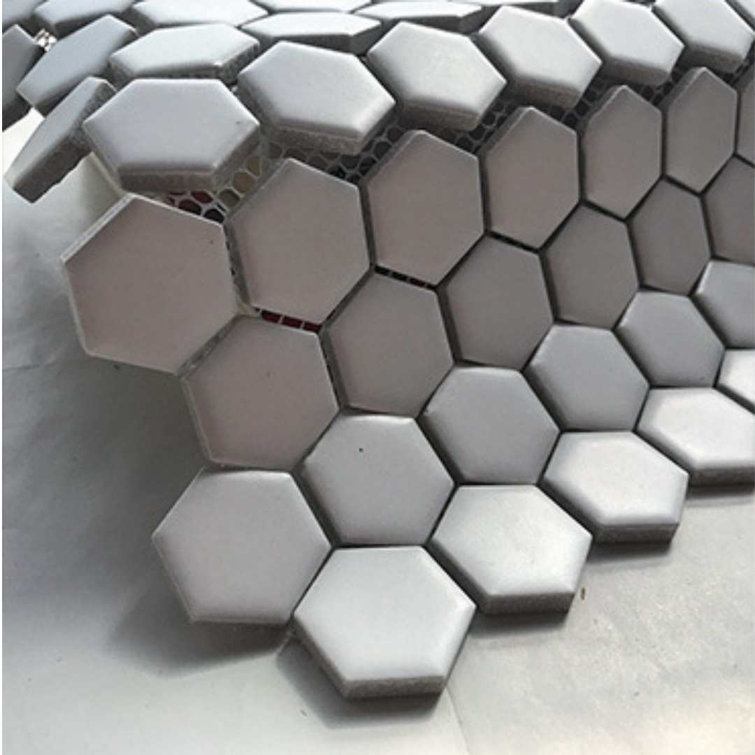White Hexagon Porcelain Mosaic Tile with Matte Finish