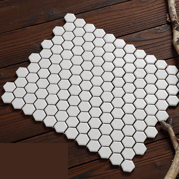 White Hexagon Porcelain Mosaic Tile with Matte Finish