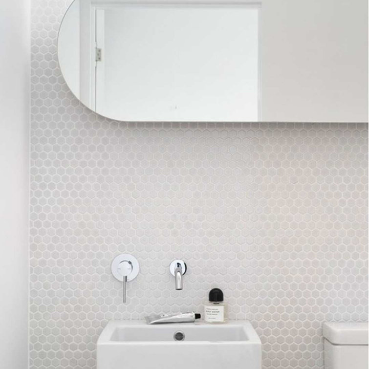 White Hexagon Porcelain Mosaic Tile with Matte Finish