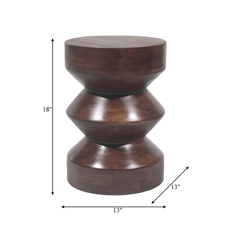 Walnut Brown Solid Mango Wood Round End Table