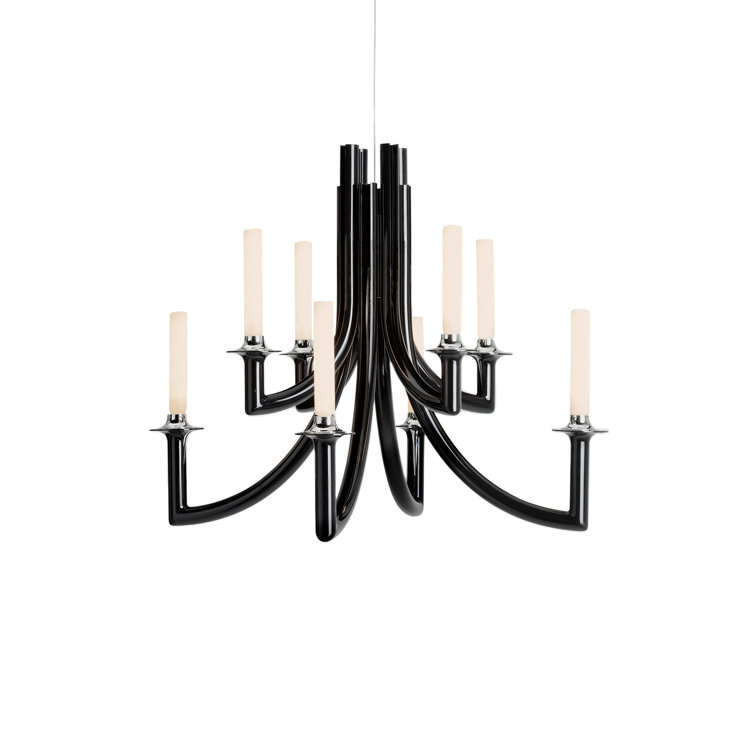 Black Polycarbonate Candelabra Chandelier with Faux Candlestick Lamping
