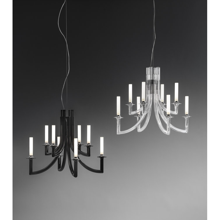 Black Polycarbonate Candelabra Chandelier with Faux Candlestick Lamping