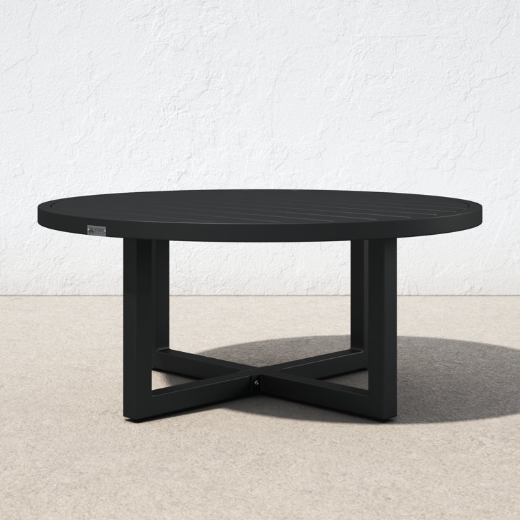 Argiope 42'' Black Aluminum Round Outdoor Coffee Table