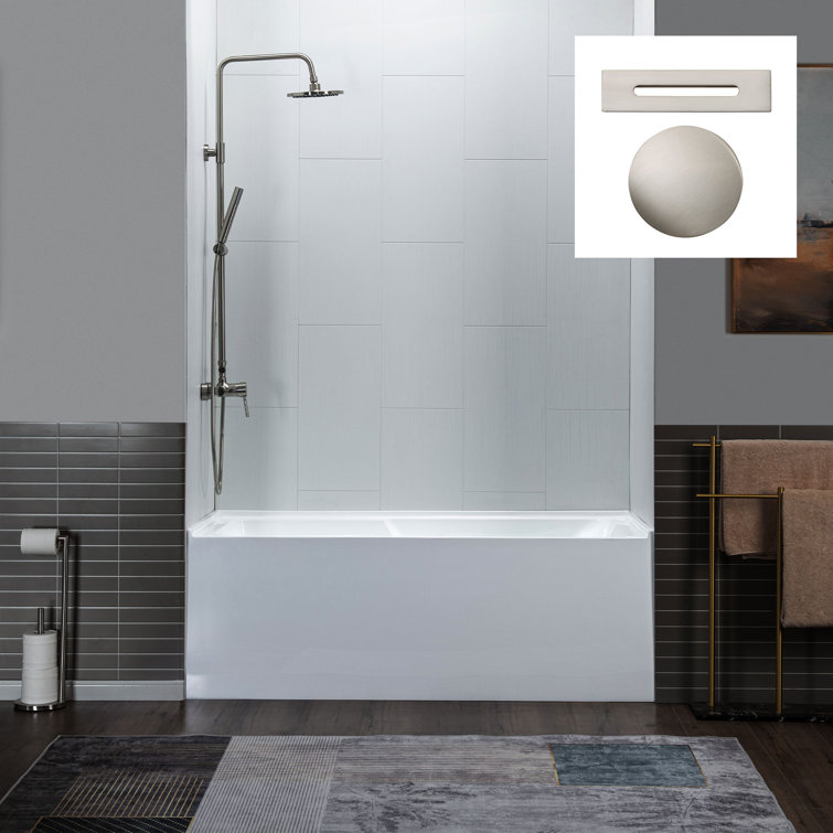 Flint 60'' x 30'' White Acrylic Alcove Soaking Bathtub