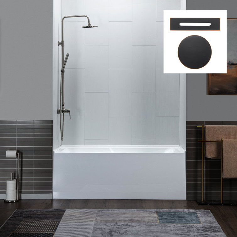 Flint 60'' x 30'' White Acrylic Alcove Soaking Bathtub