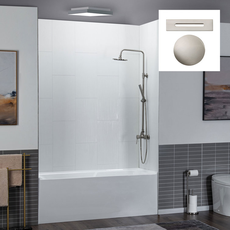 Vine 60'' White Acrylic Alcove Soaking Bathtub