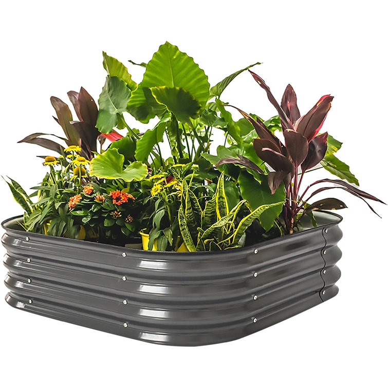 Modern Gray 11" Tall Modular Metal Outdoor Raised Garden Bed