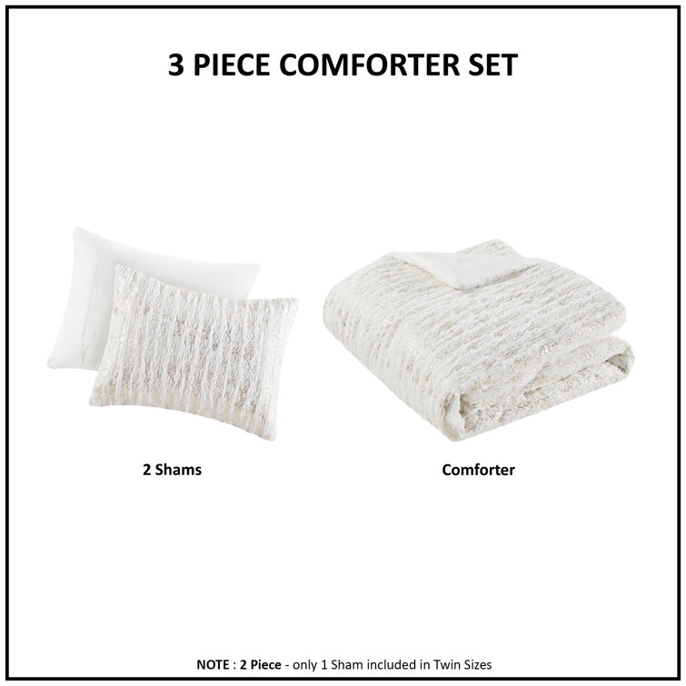 510 Design Metallic Print Faux Fur Comforter Set