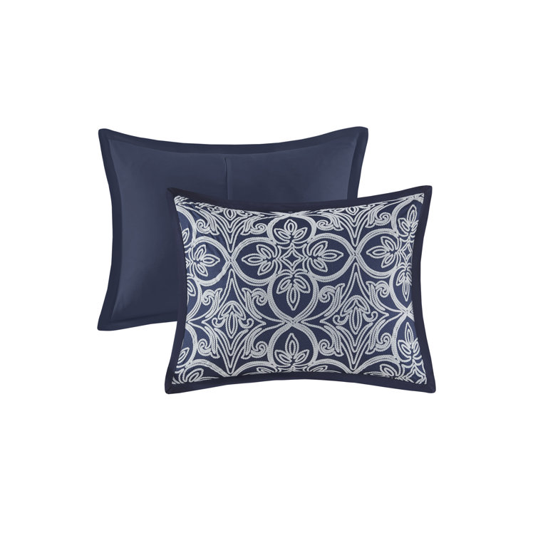 Navy Microfiber Full 7-Piece Comforter Set with Graphic Detail