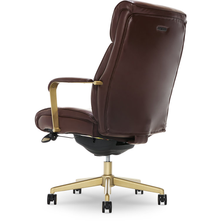 Brown Bonded Leather Ergonomic Executive Office Chair with Lumbar Support
