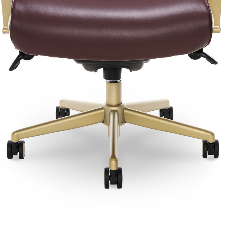 Brown Bonded Leather Ergonomic Executive Office Chair with Lumbar Support