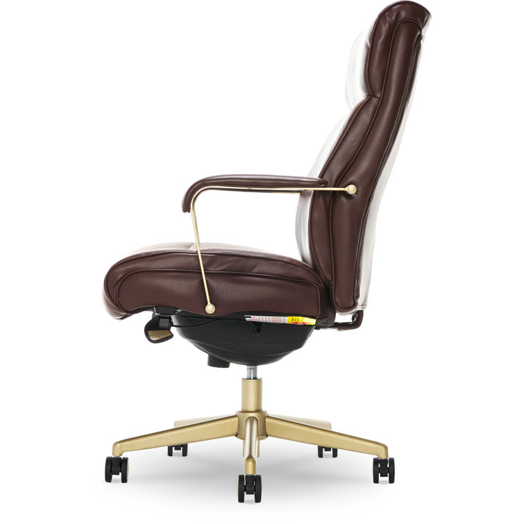 Brown Bonded Leather Ergonomic Executive Office Chair with Lumbar Support