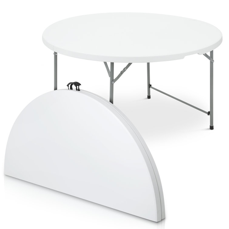 White Round Foldable Plastic Table with Steel Frame