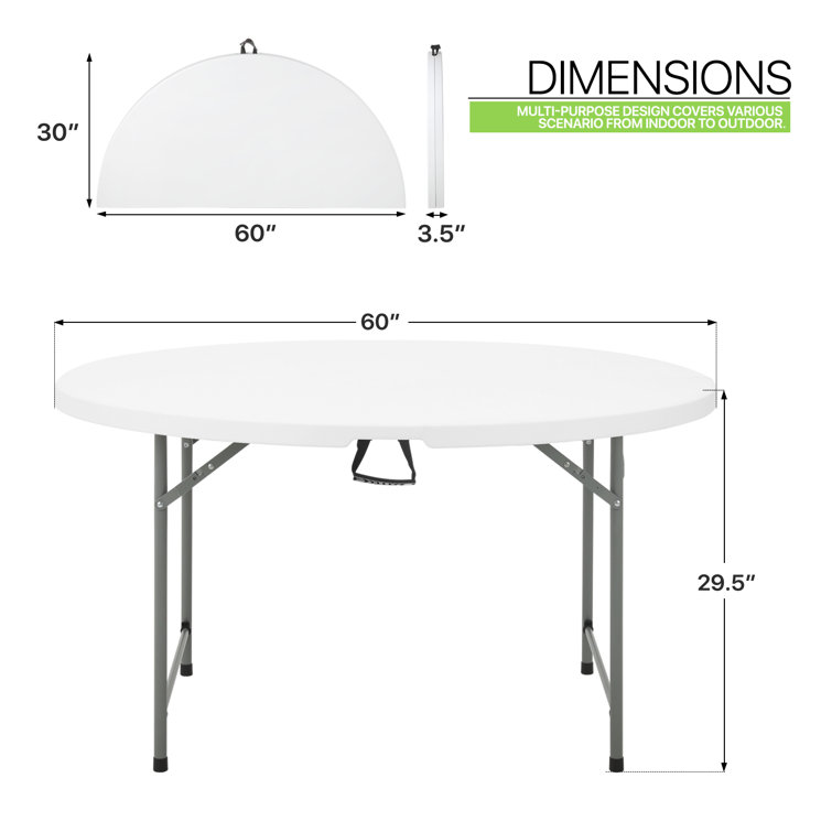 White Round Foldable Plastic Table with Steel Frame