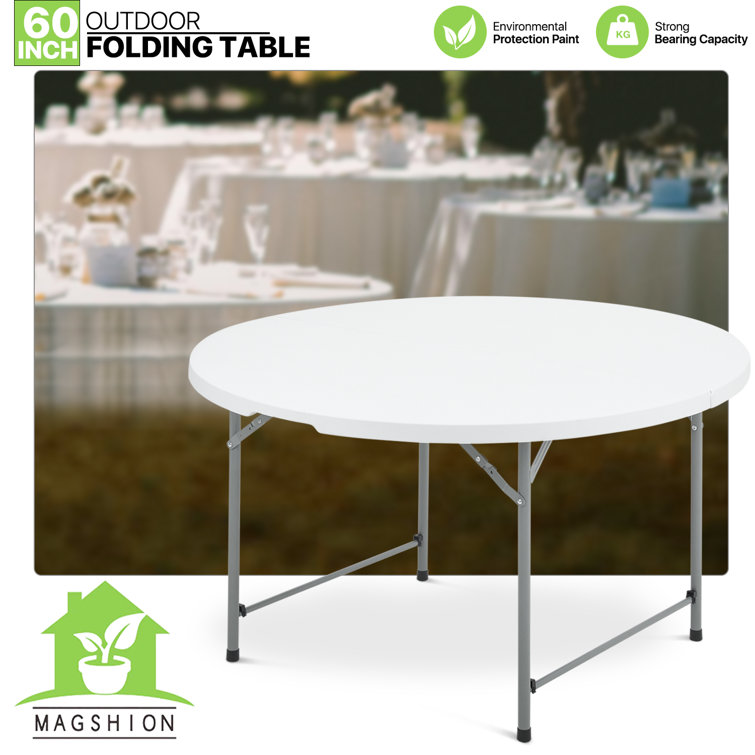 White Round Foldable Plastic Table with Steel Frame