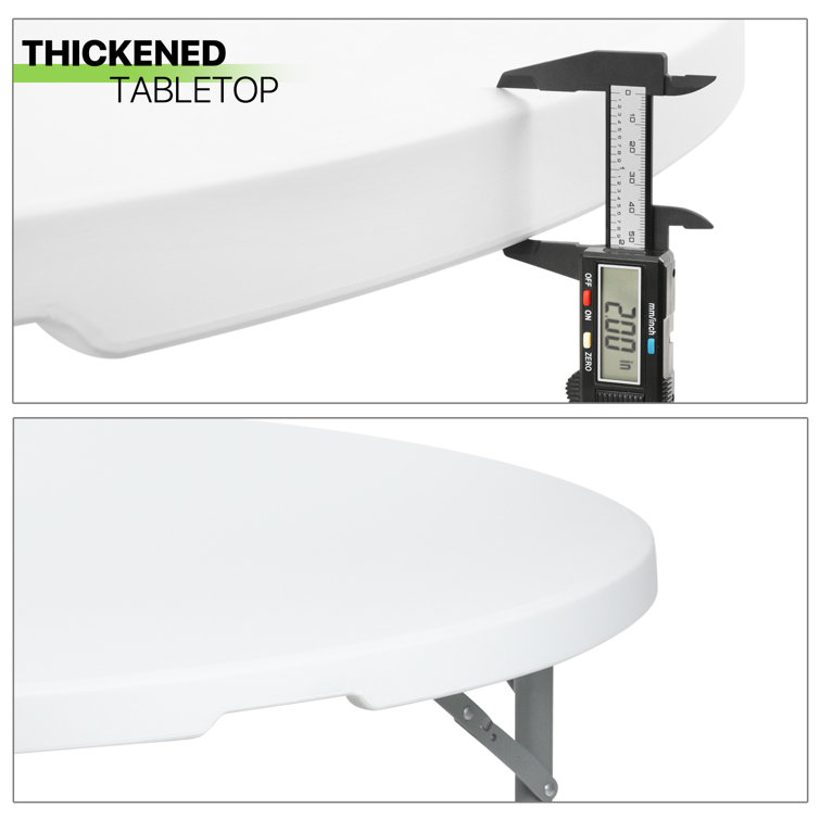 White Round Foldable Plastic Table with Steel Frame