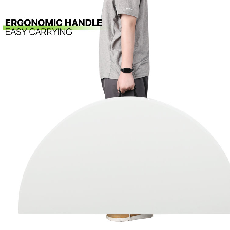 White Round Foldable Plastic Table with Steel Frame