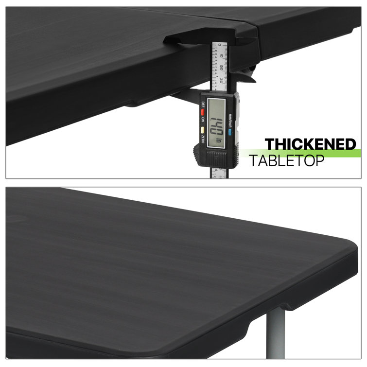 6ft Black Plastic Foldable Picnic Table with Steel Frame