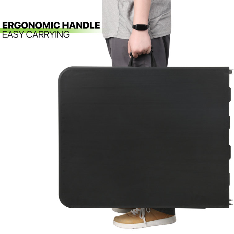 6ft Black Plastic Foldable Picnic Table with Steel Frame