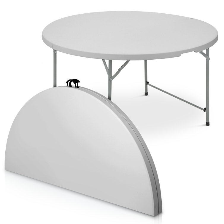 Gray 48" Round Foldable Plastic Dining Table with Steel Frame