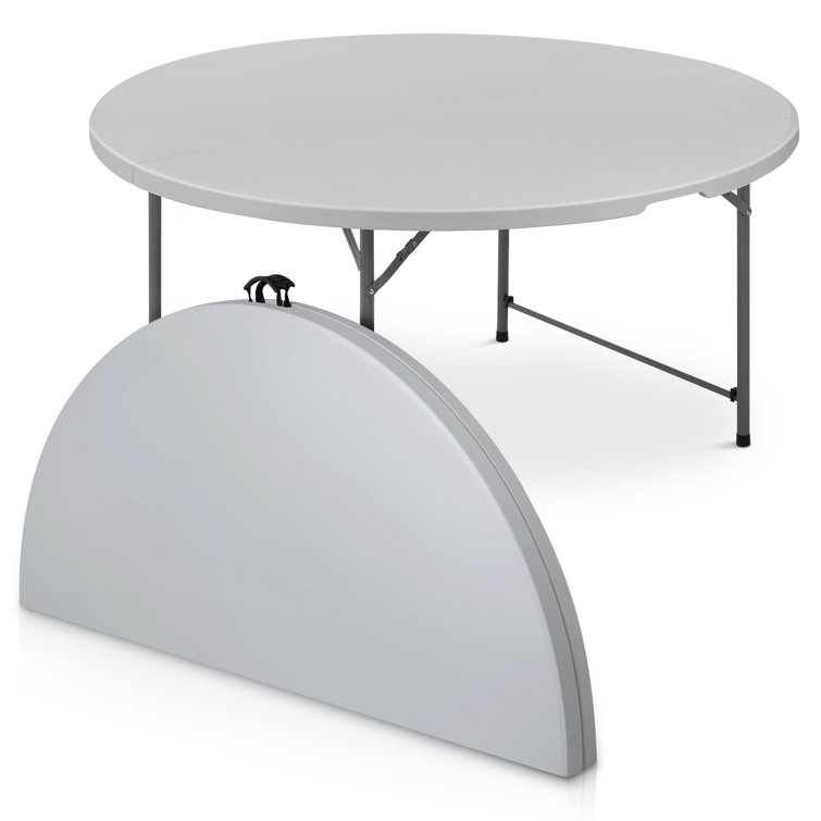Gray 48" Round Foldable Plastic Dining Table with Steel Frame