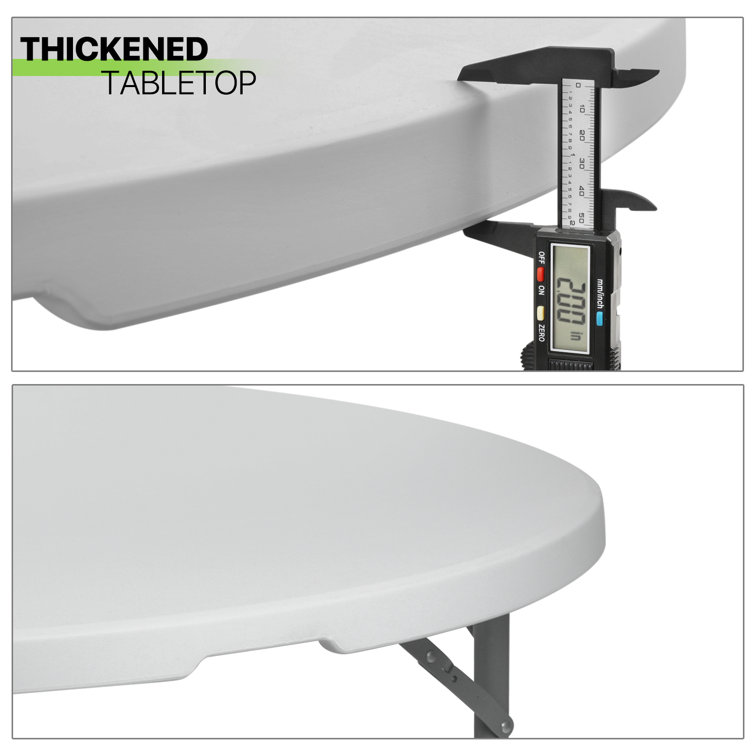Gray 48" Round Foldable Plastic Dining Table with Steel Frame