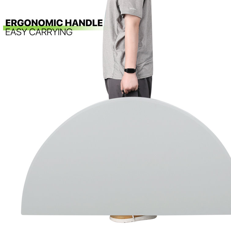 Gray 48" Round Foldable Plastic Dining Table with Steel Frame