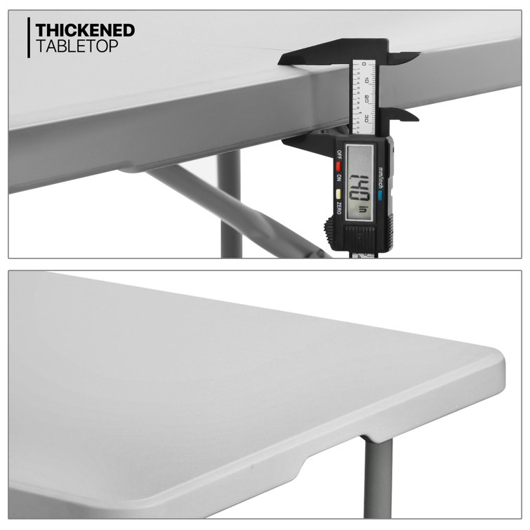 Gray Plastic Folding Table with Steel Frame for Indoor/Outdoor Use