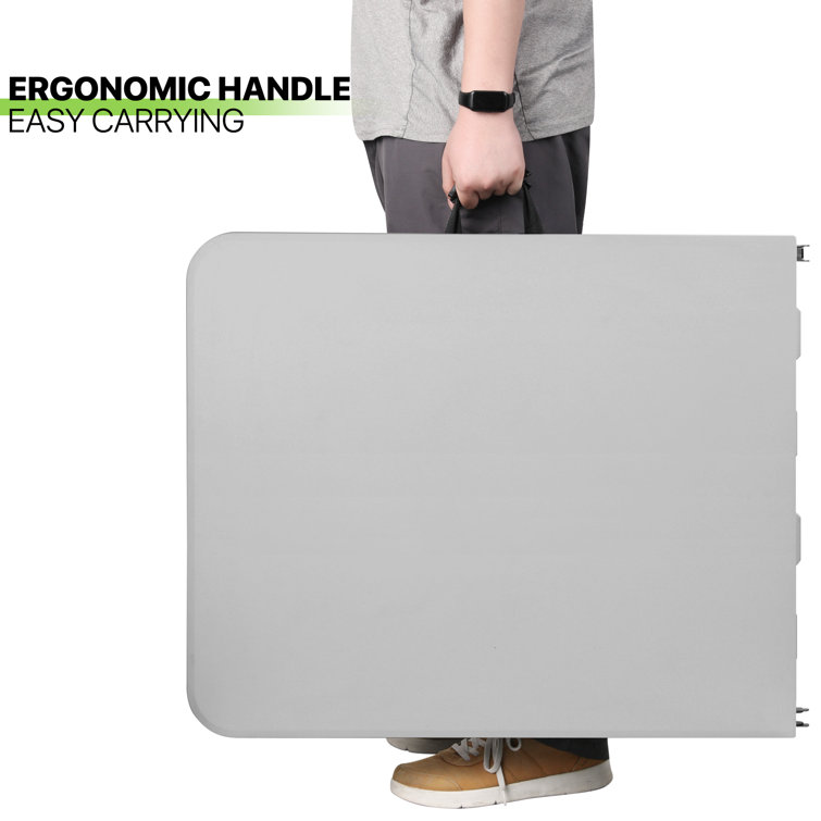 Gray Plastic Folding Table with Steel Frame for Indoor/Outdoor Use