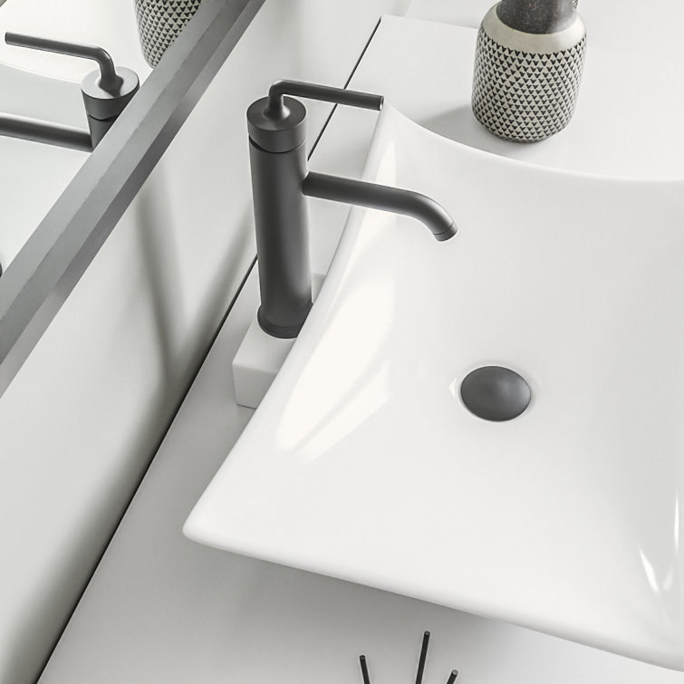 Prism White Ceramic Rectangular Above-Counter Vessel Sink